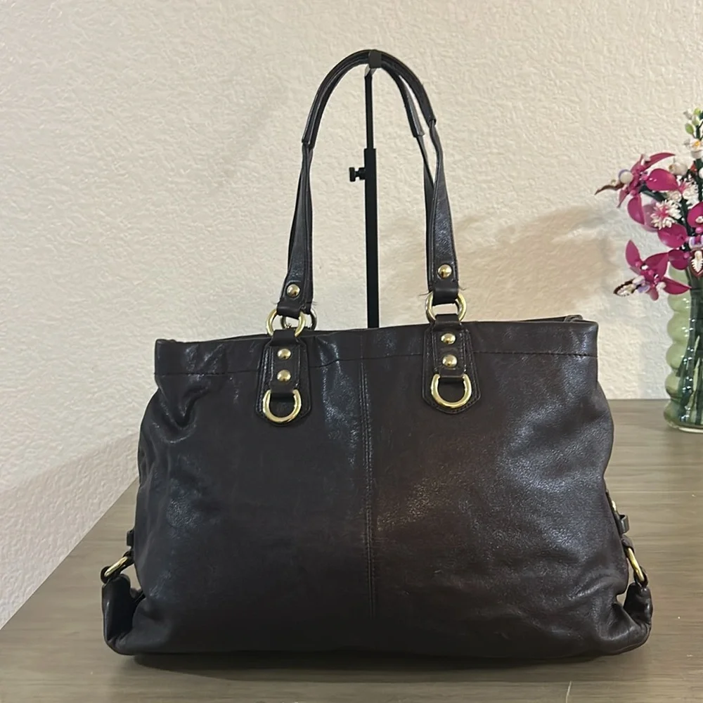 Coach F15513 Brown Leather Ashley Shoulder Bag Handbag Tote Purse - Picture 2 of 13